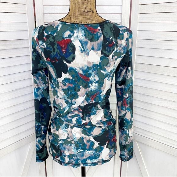 Simply Vera Vera Wang Watercolor Twist Front‎ Shirt Teal Green Small - Picture 4 of 12